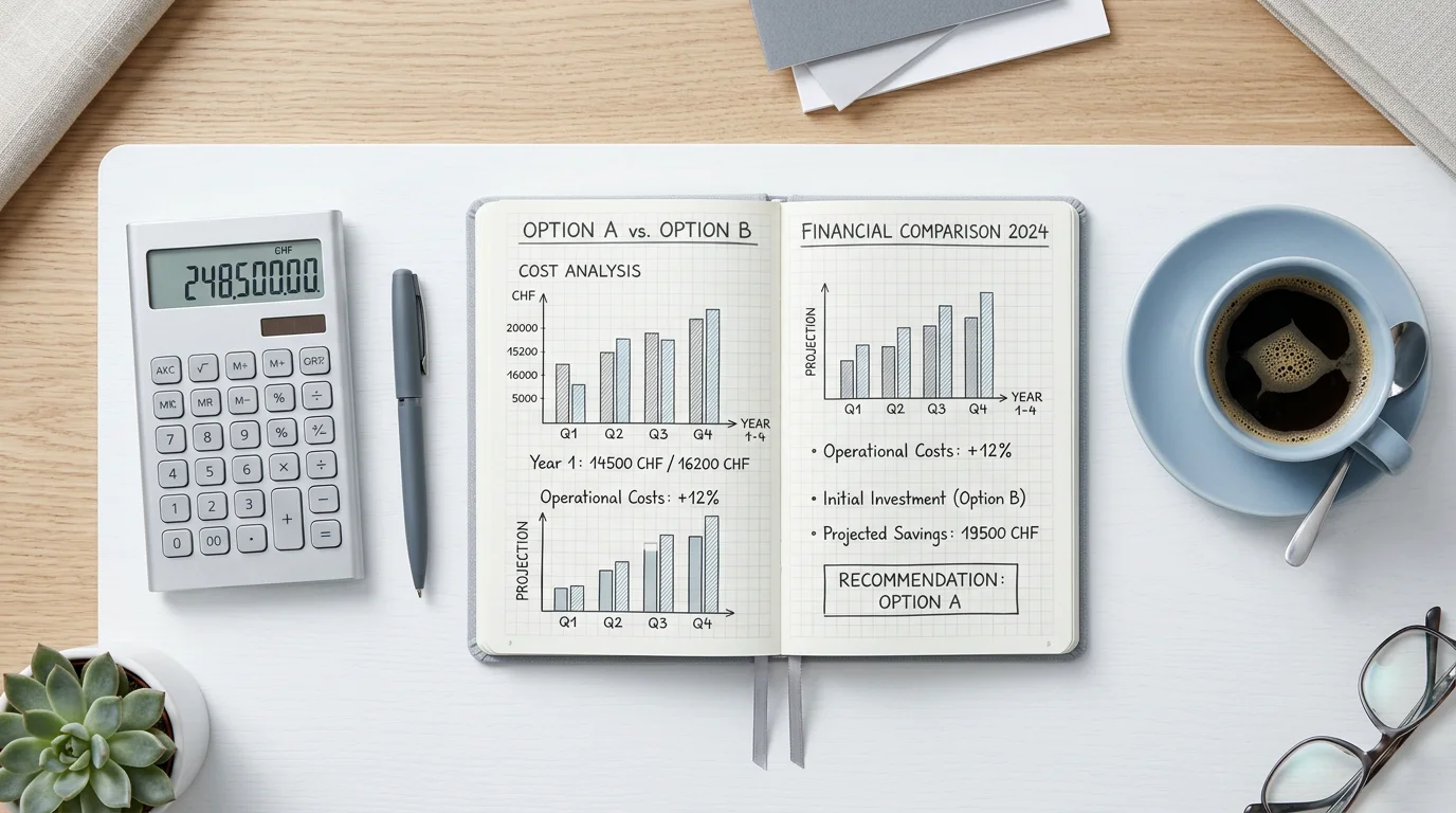 Desk with calculator and notes representing insurance premium comparison