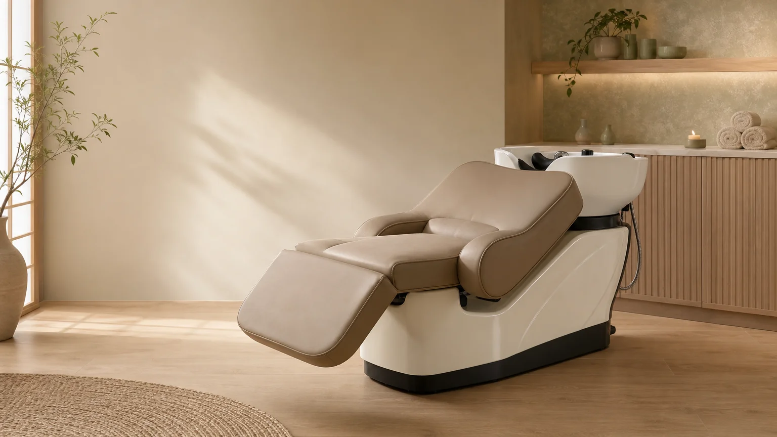 Fauteuil Head Spa professionnel dans une cabine de soin élégante