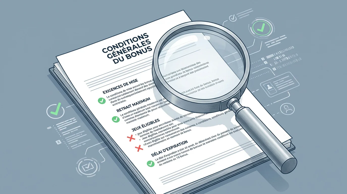 Loupe examinant les conditions générales d