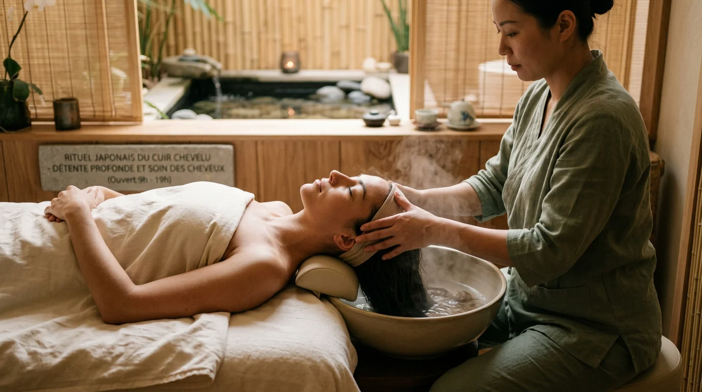 Séance de Head Spa japonais dans un institut de bien-être