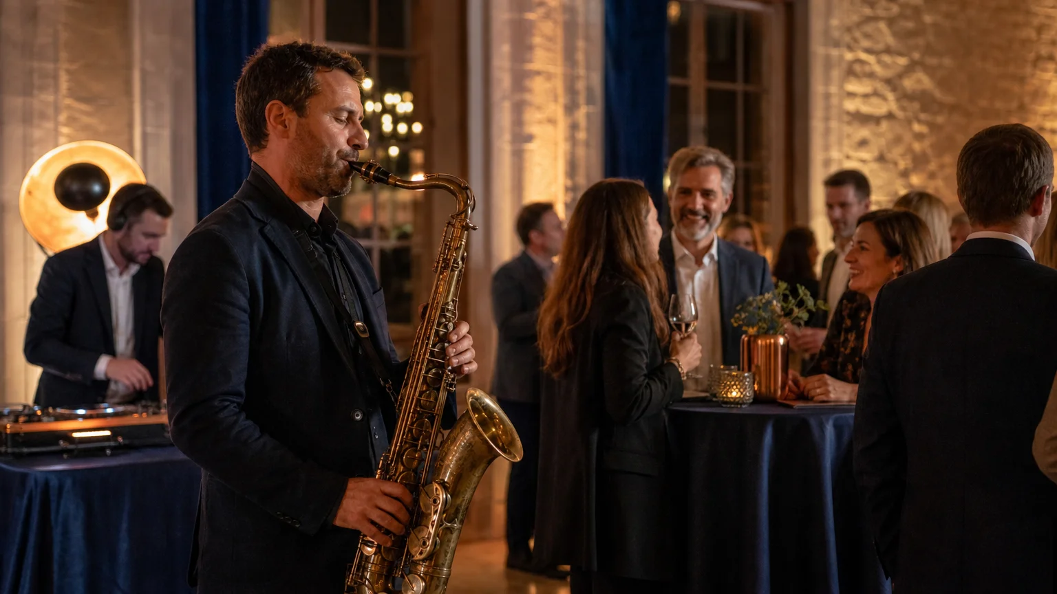 Saxophone live et DJ pendant une soirée d’entreprise