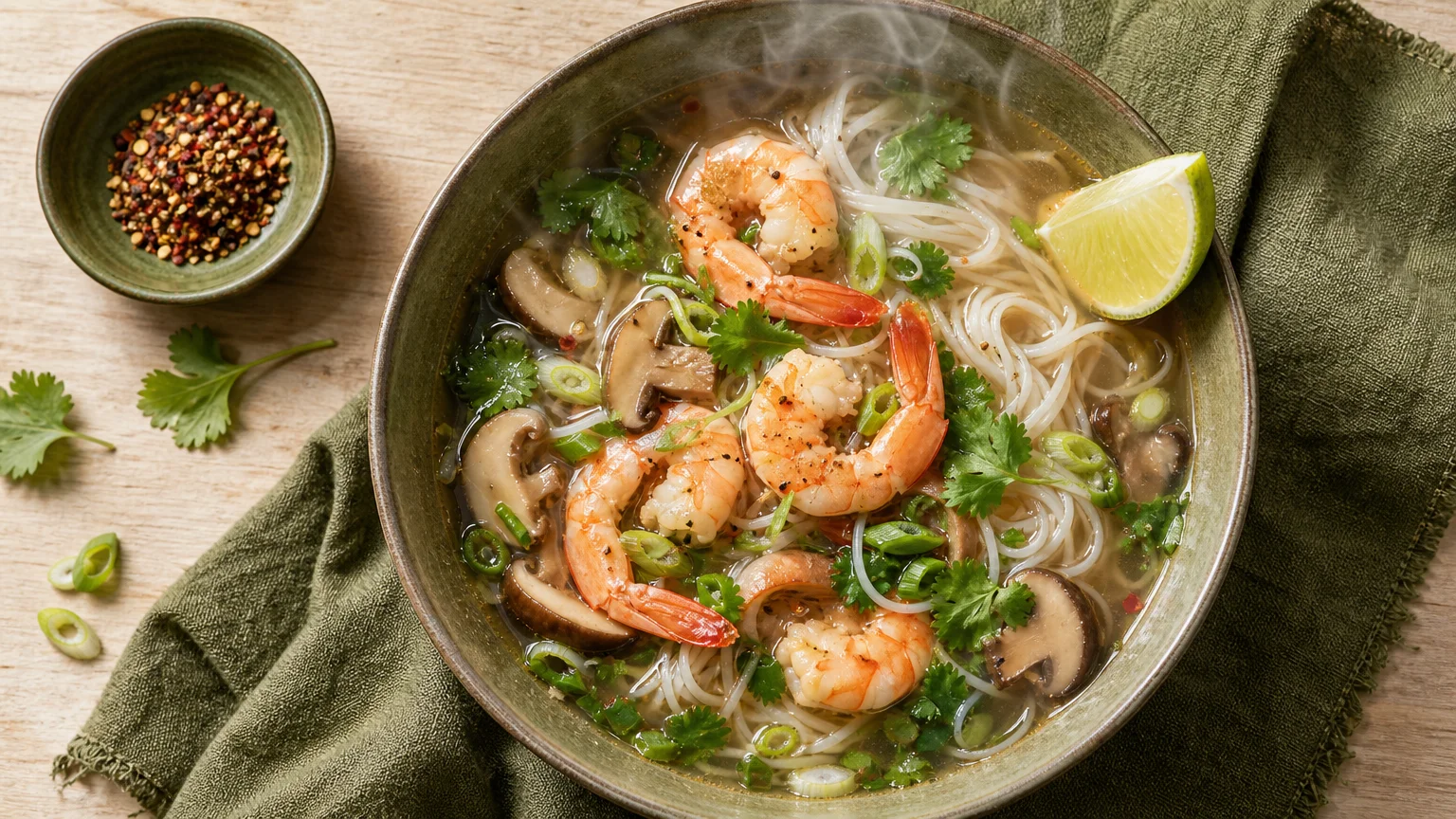 Bouillon asiatique de crevettes : recette et bienfaits