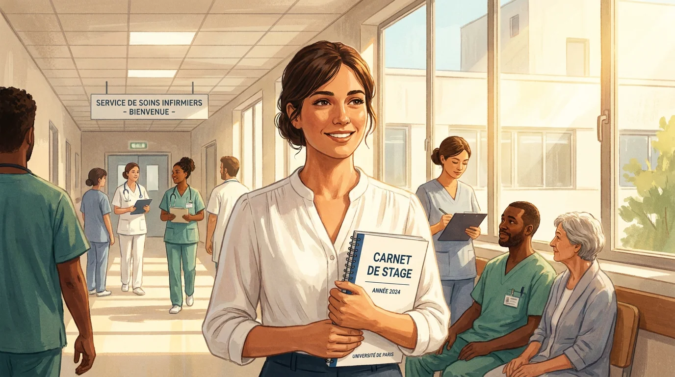 Étudiante infirmière en stage hospitalier en France
