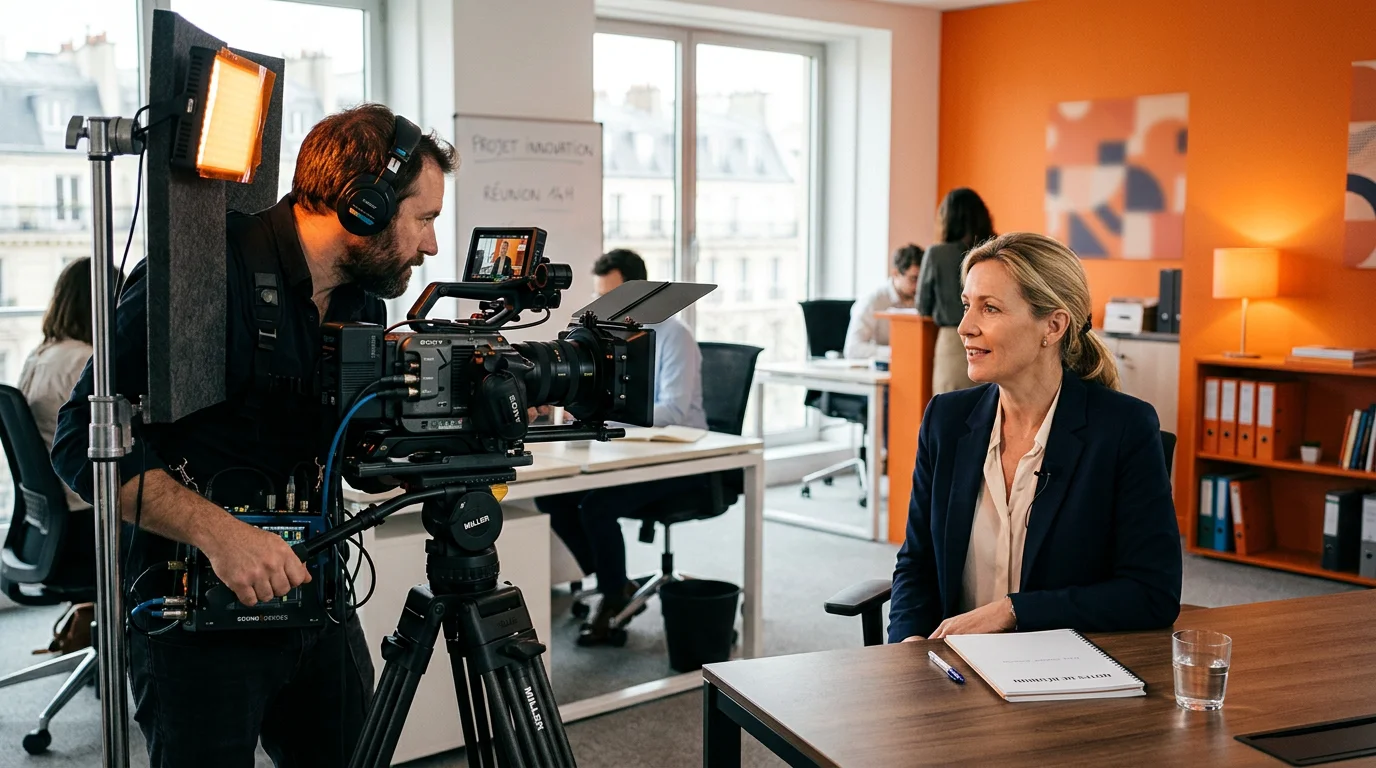 Tournage d'une interview de dirigeante pour un film d'entreprise B2B