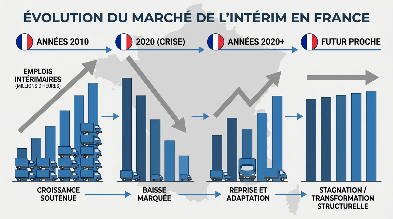 Infographie sur l'évolution du marché de l'intérim livreur en France