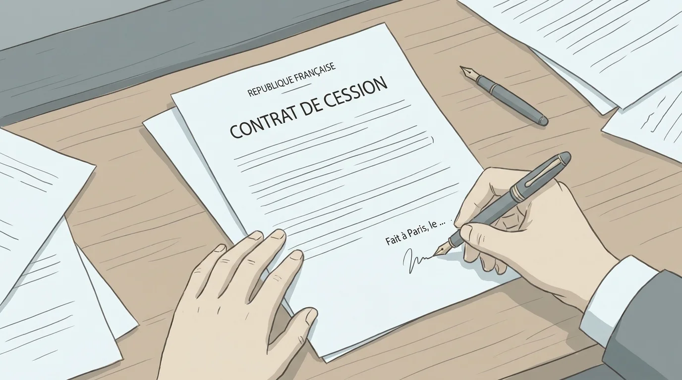 Signature d'une convention de divorce amiable sur un bureau d'avocat