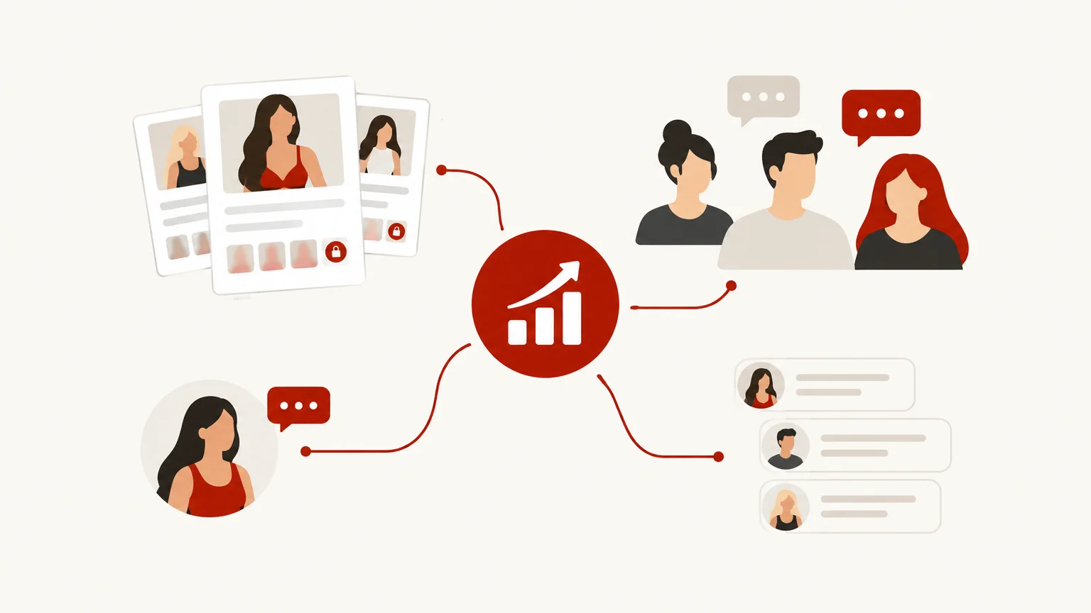 Illustration éditoriale d’un CRM pour agence OFM et de la gestion d’équipe