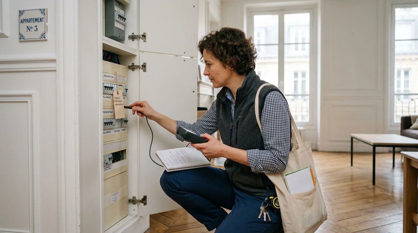 Un diagnostiqueur certifié inspecte un logement lors d'une expertise