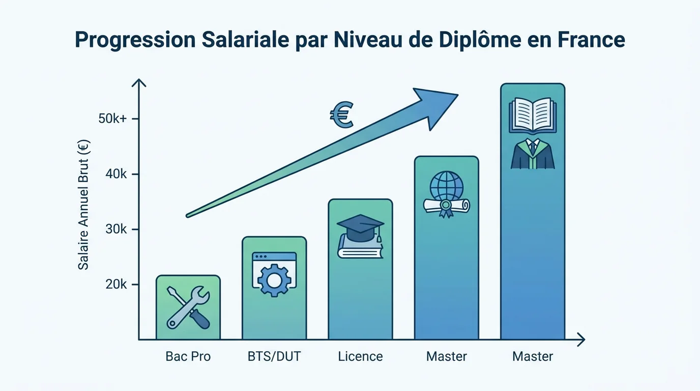 Infographie des niveaux de rémunération en alternance logistique selon le diplôme préparé