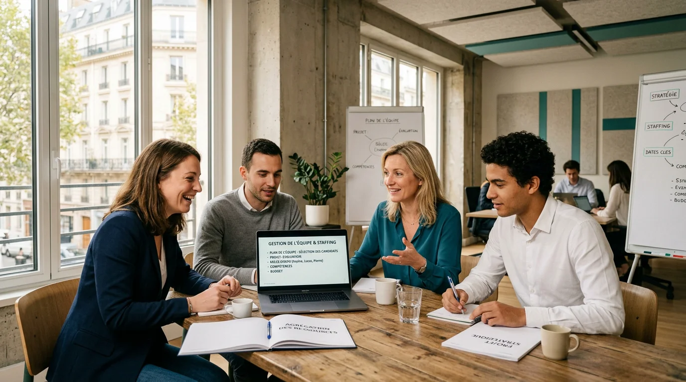 Équipe de consultants européens pilotant le staffing d'une mission