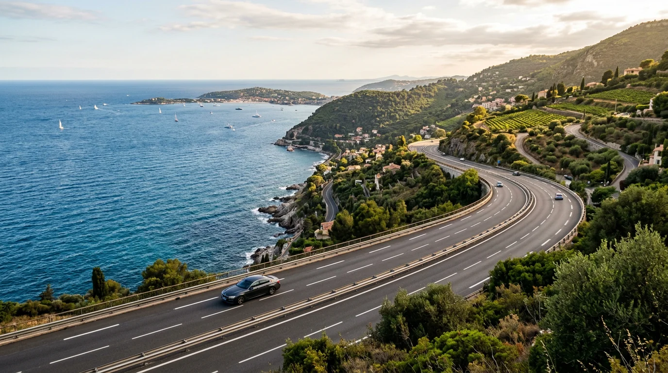 Coastal motorway along the French Riviera between Nice and Saint-Tropez