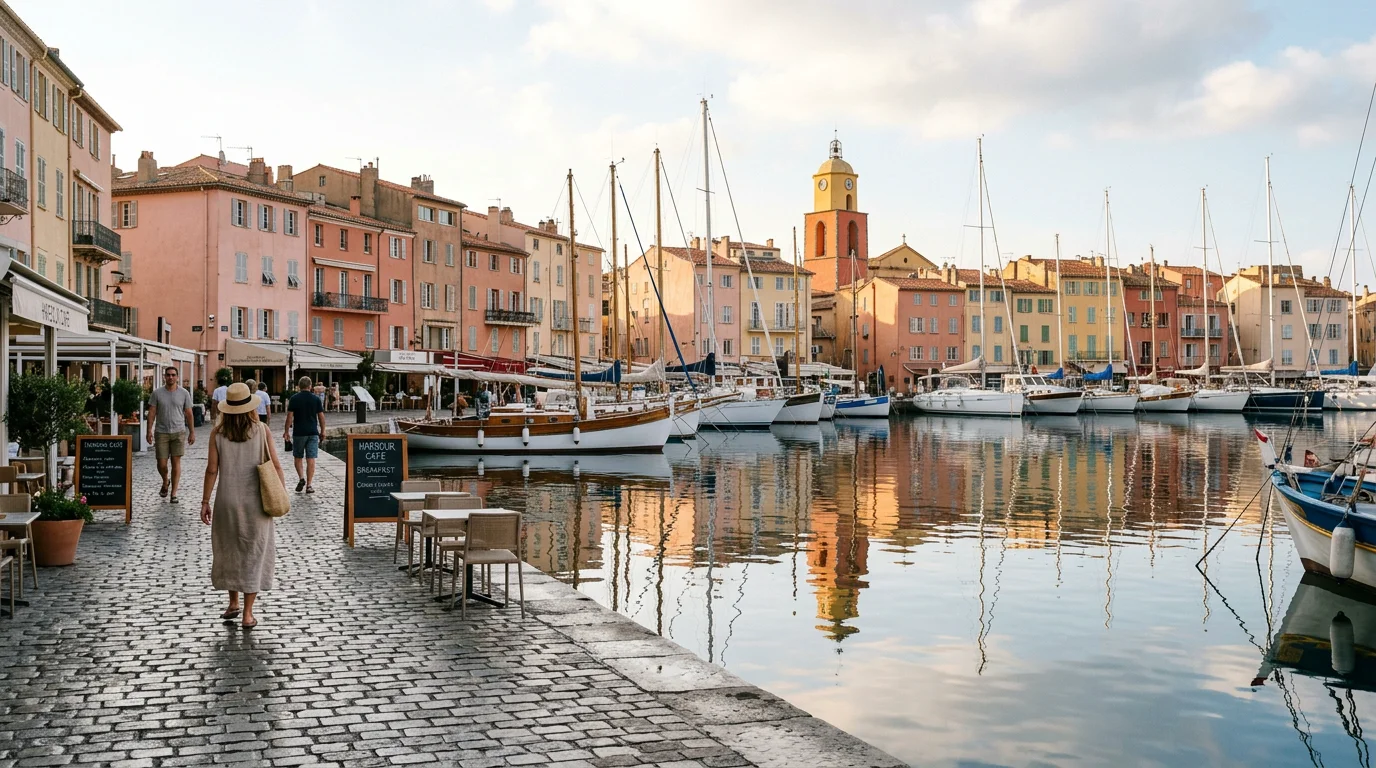The old harbour of Saint-Tropez in warm morning light