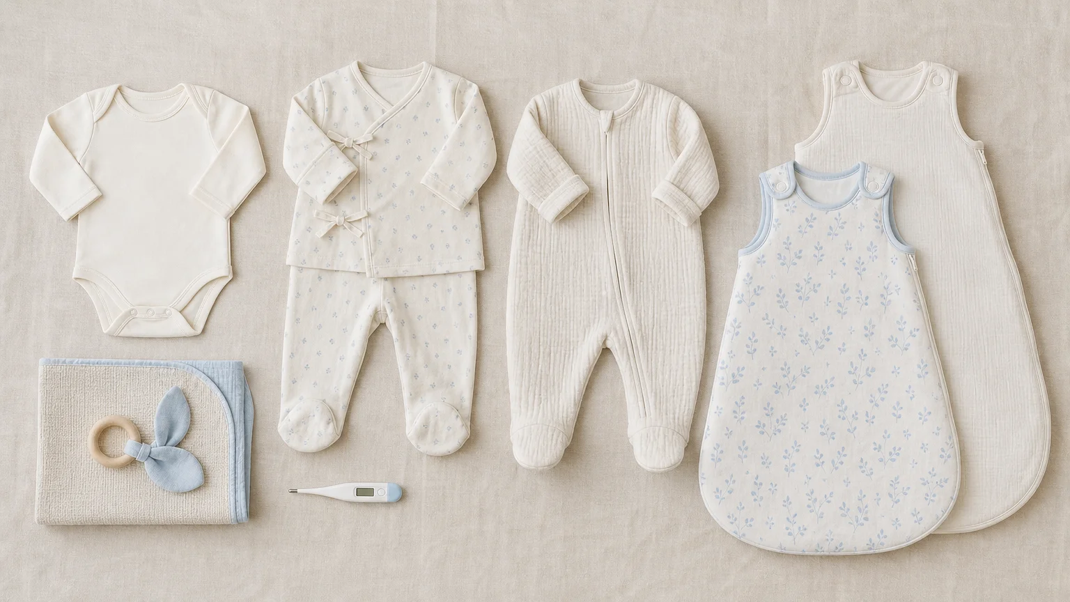 Body, pyjamas et gigoteuses de différentes épaisseurs pour bébé