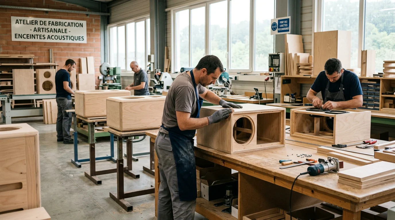 Atelier de fabrication d'enceintes de sonorisation professionnelles