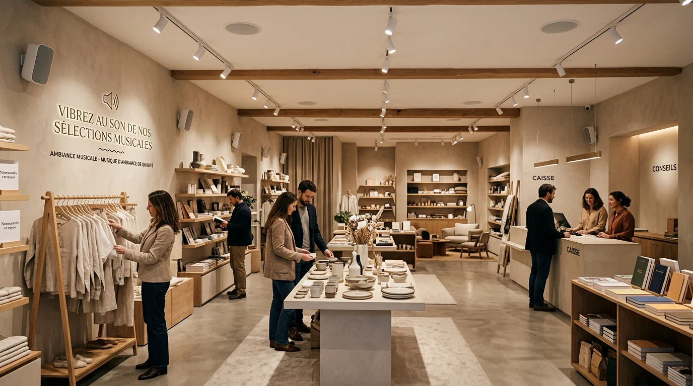 Sonorisation d'ambiance discrète dans un commerce