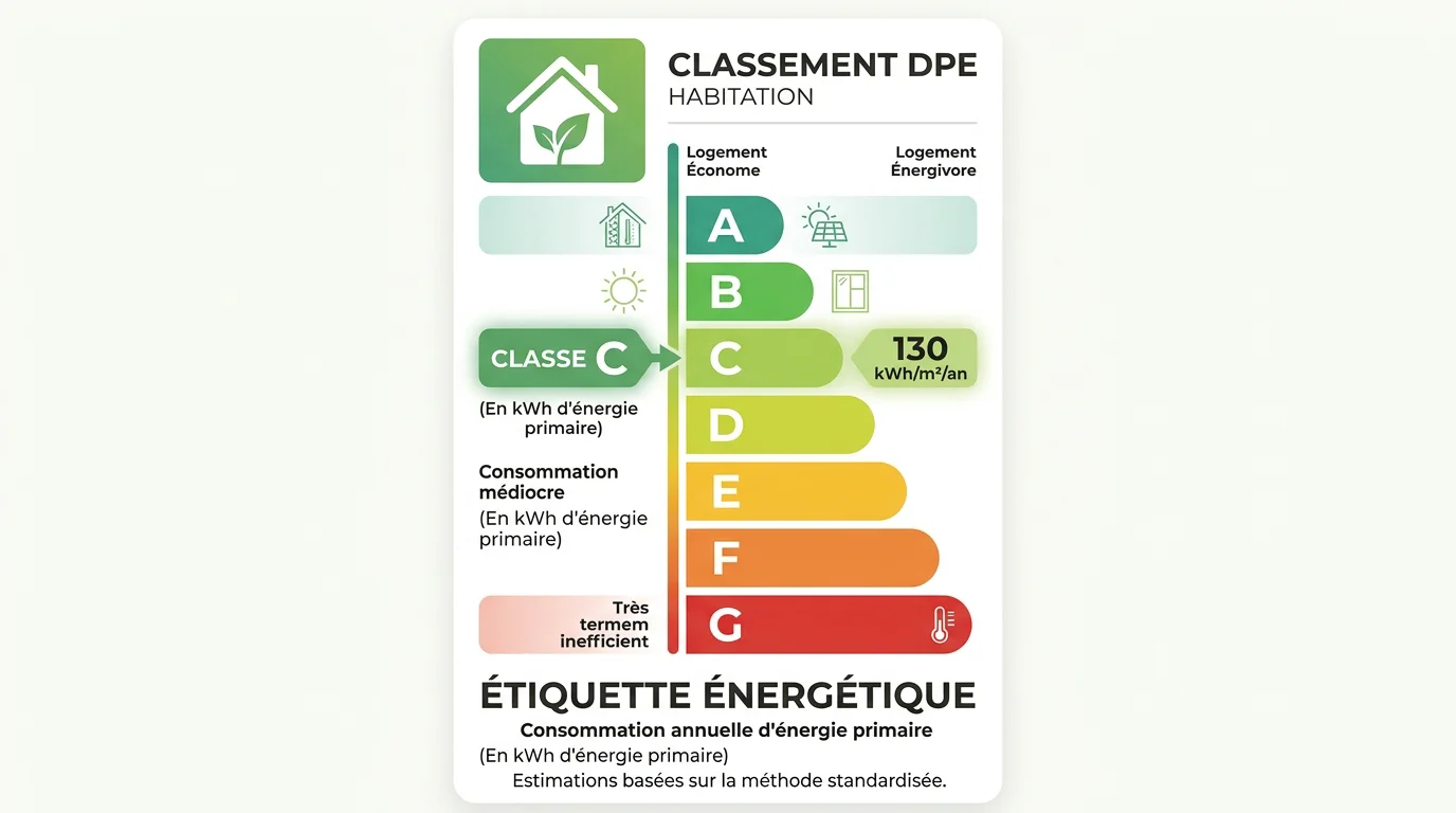 Étiquette énergétique du DPE de A à G pour un logement