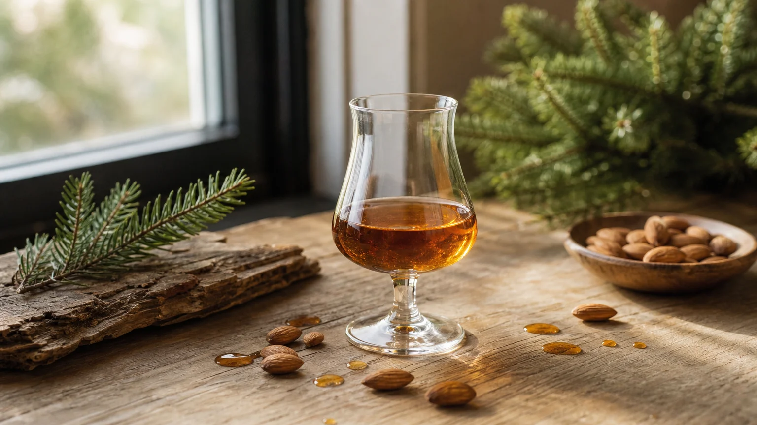 Profil aromatique d’une liqueur ambrée aux notes d’érable et de fruits secs