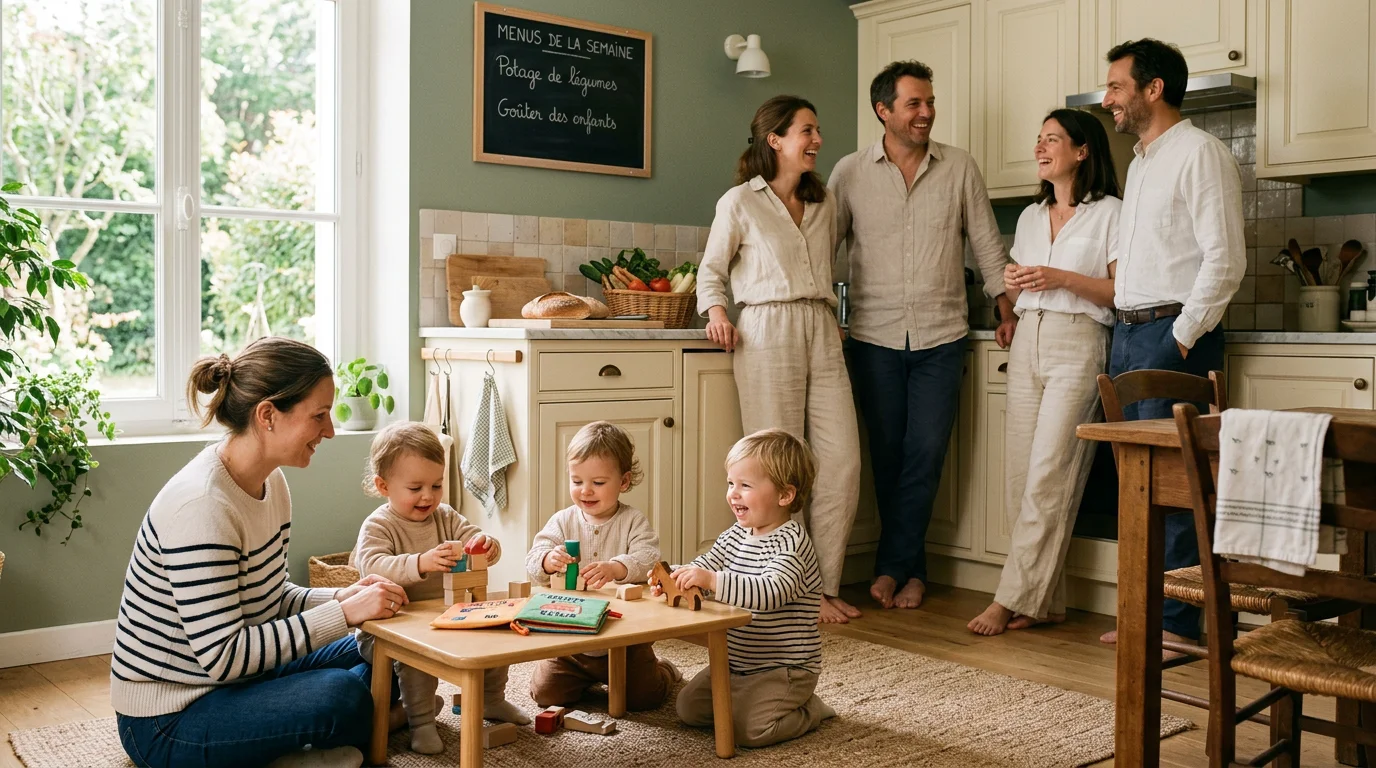 Deux familles organisent une garde partagée avec une nounou