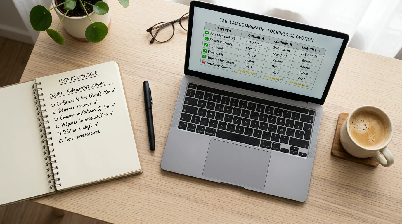 Liste de critères et grille de comparaison pour choisir un ERP, vue de dessus