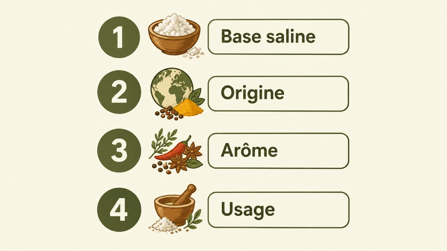 Quatre critères pour choisir un sel fumé ou aromatisé : base saline, origine, arôme et usage