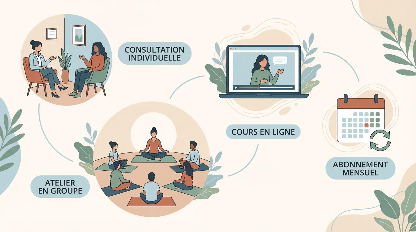 Illustration des différentes sources de revenus d'un thérapeute holistique