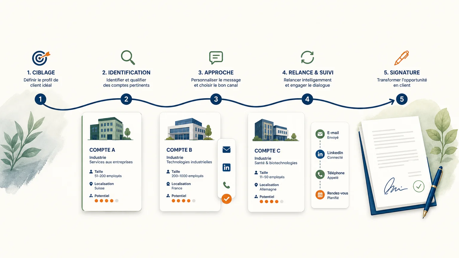 Illustration conceptuelle du parcours de vente B2B