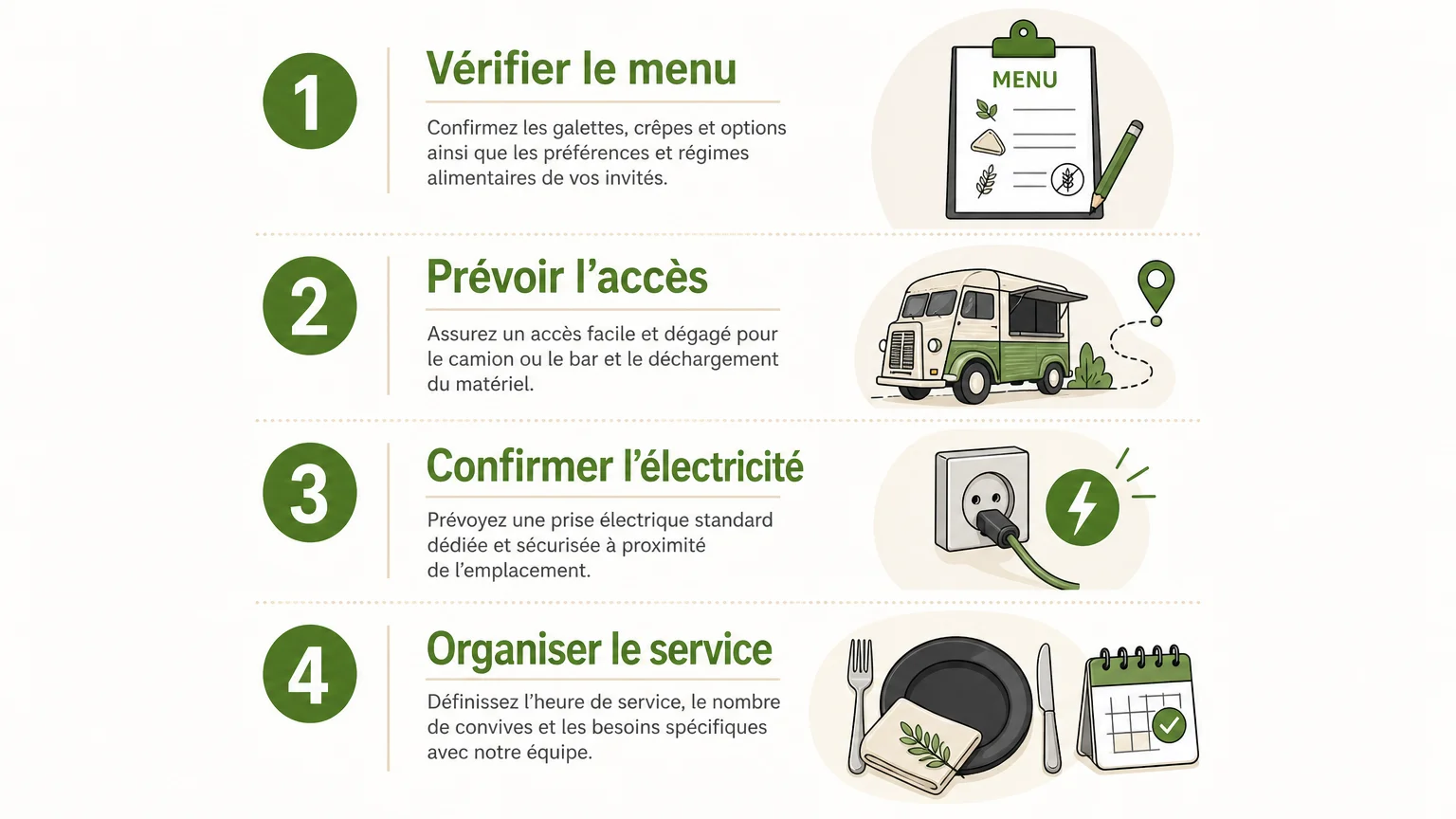 Checklist logistique pour un food truck de mariage