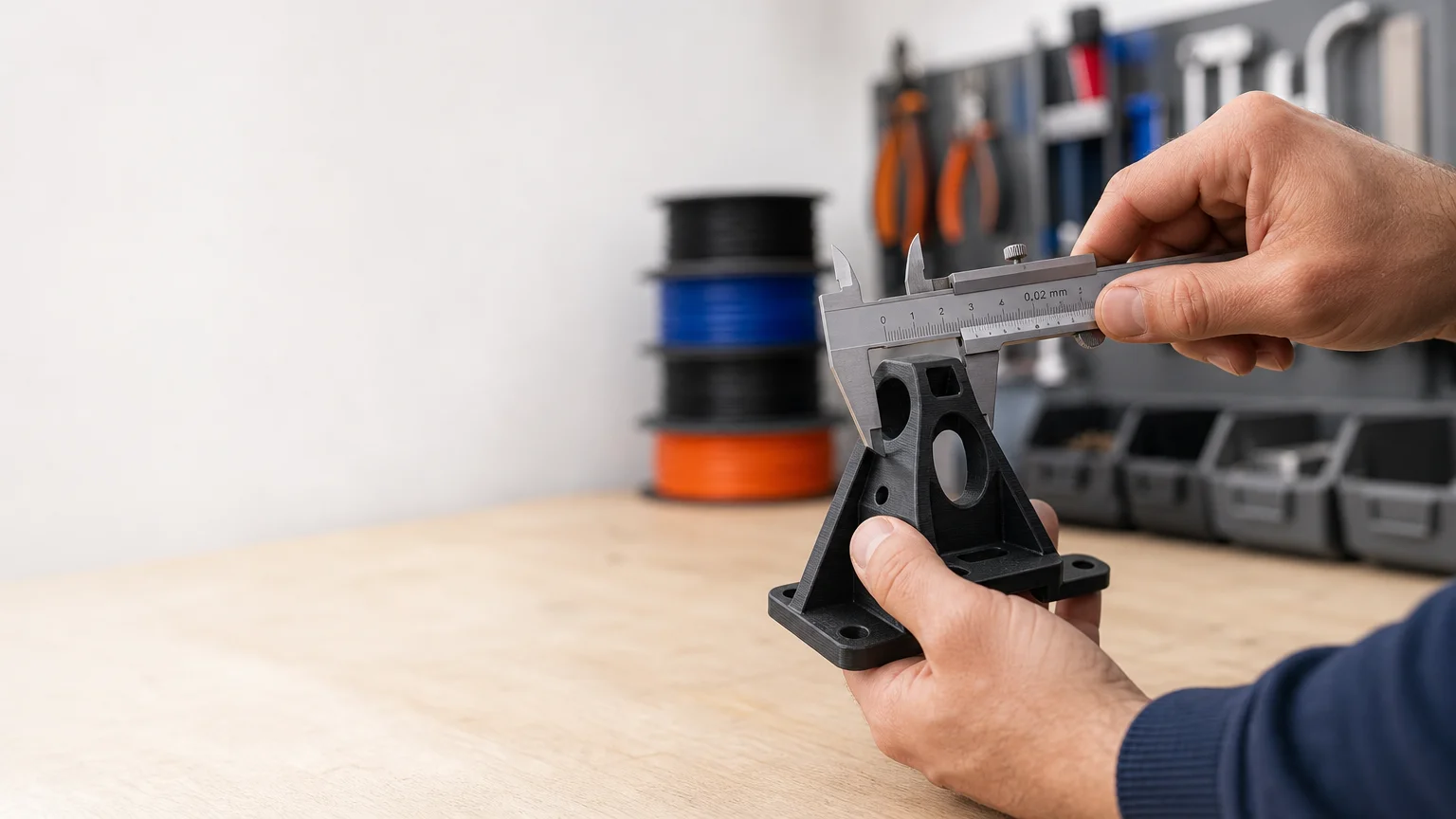 Vérification d’une pièce imprimée en 3D avec un pied à coulisse