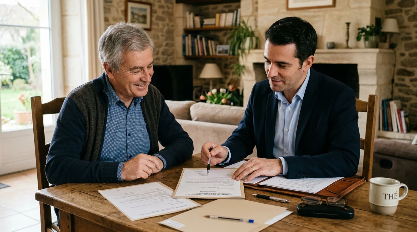 Un propriétaire et un conseiller examinent des documents immobiliers