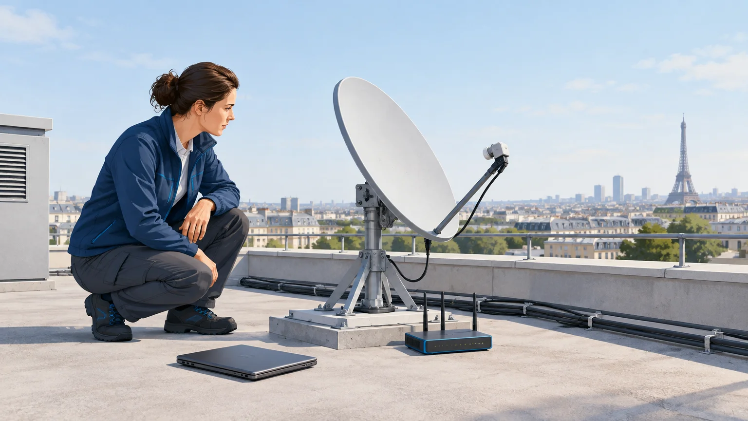 Antenne satellite et connectivité professionnelle dans un environnement parisien