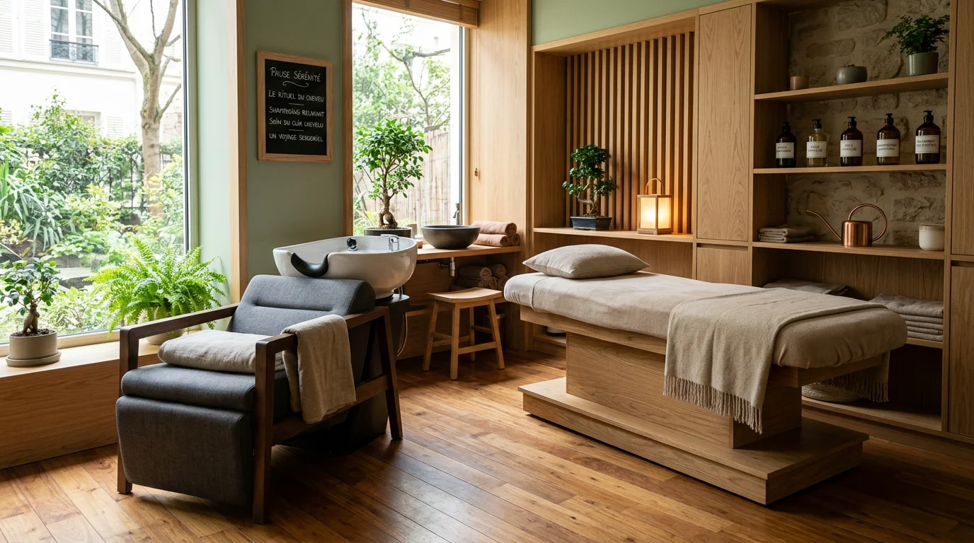 Cabine head spa japonaise professionnelle dans un salon moderne