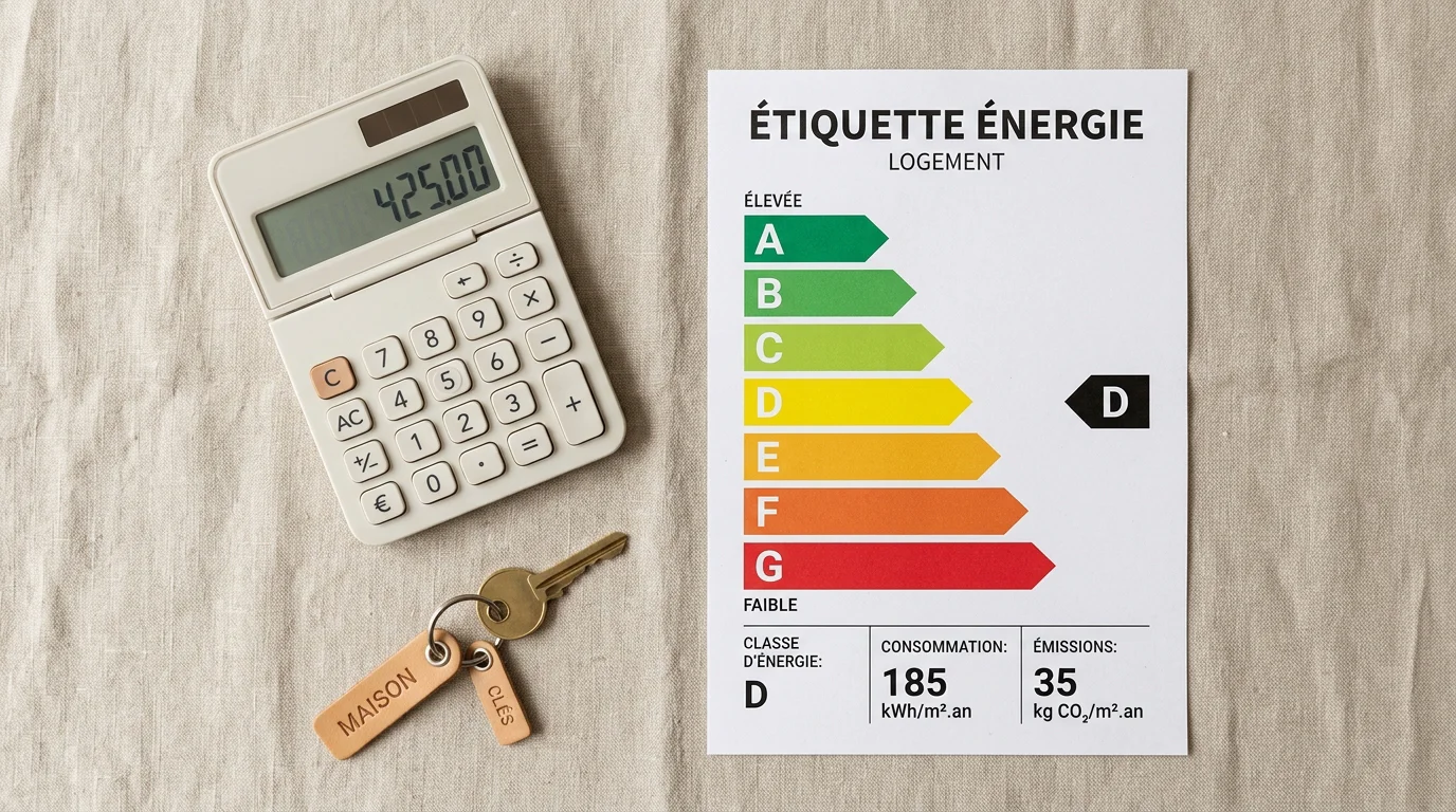 Étiquette énergie du DPE avec échelle de classes de A à G