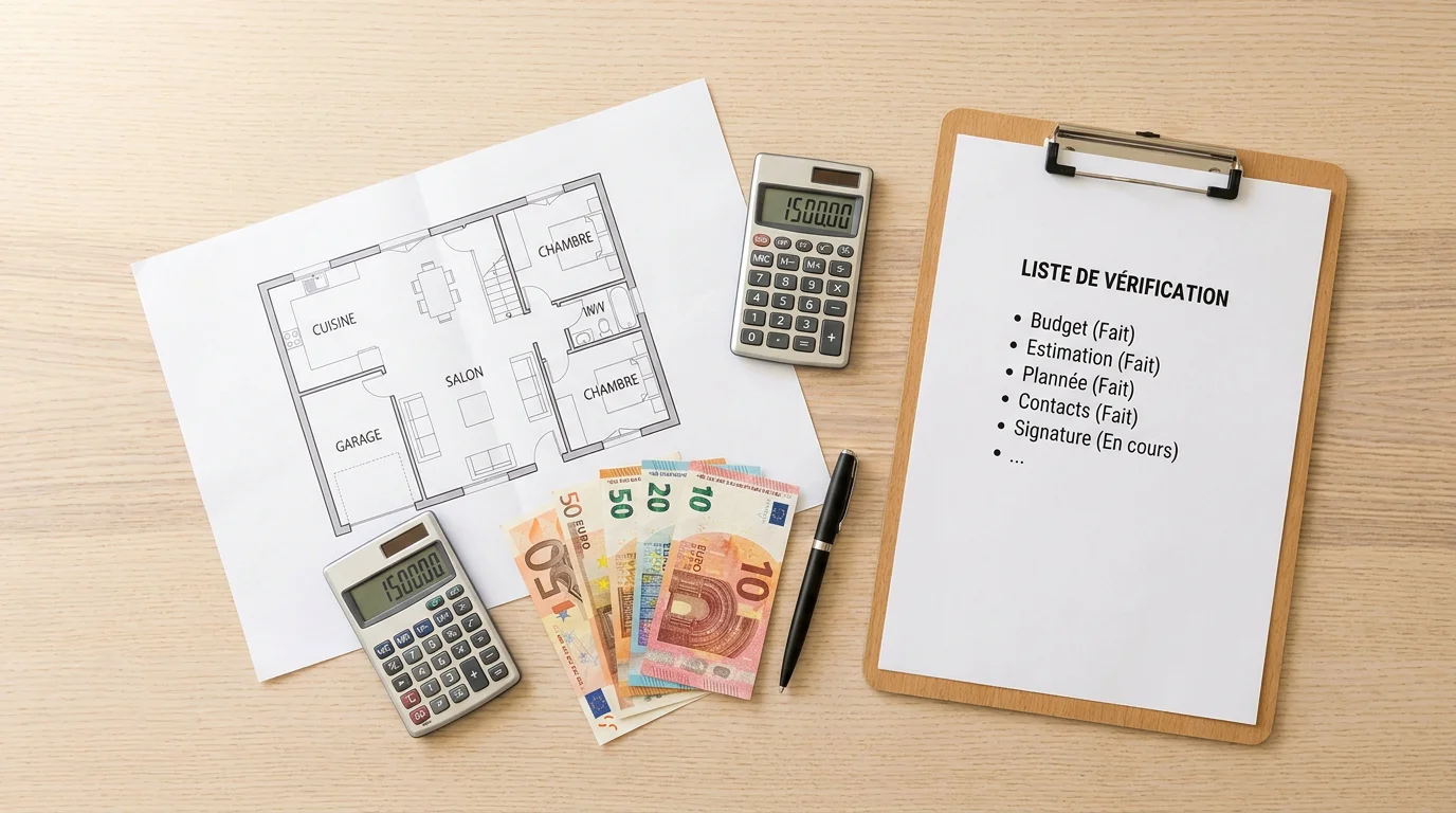Estimation du coût des diagnostics immobiliers avec plan de maison et calculatrice