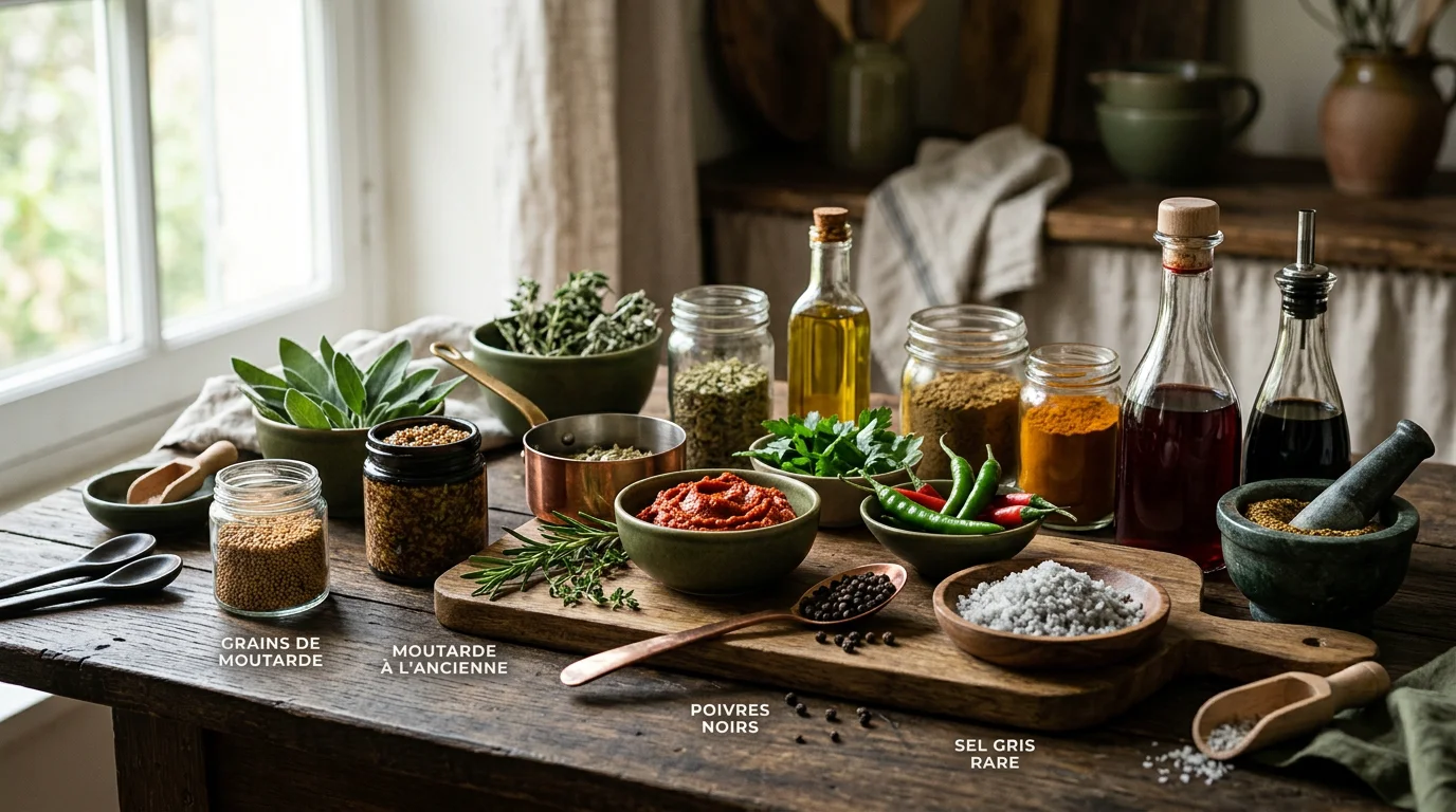 Liste des condiments : le guide complet en cuisine 2026