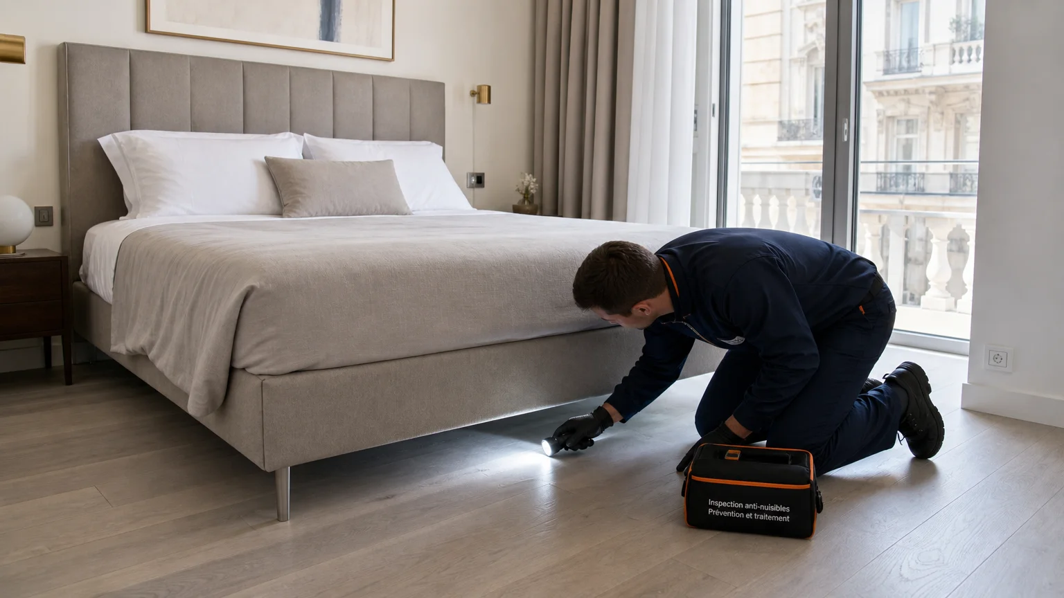 Inspection professionnelle d’une chambre contre les punaises de lit à Monaco