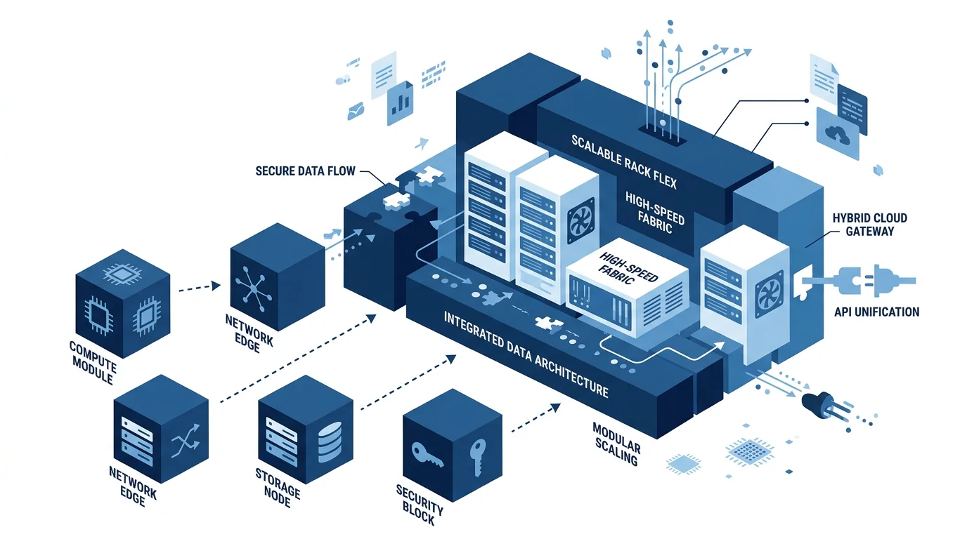 Modular building blocks connecting into a composable enterprise data-center architecture