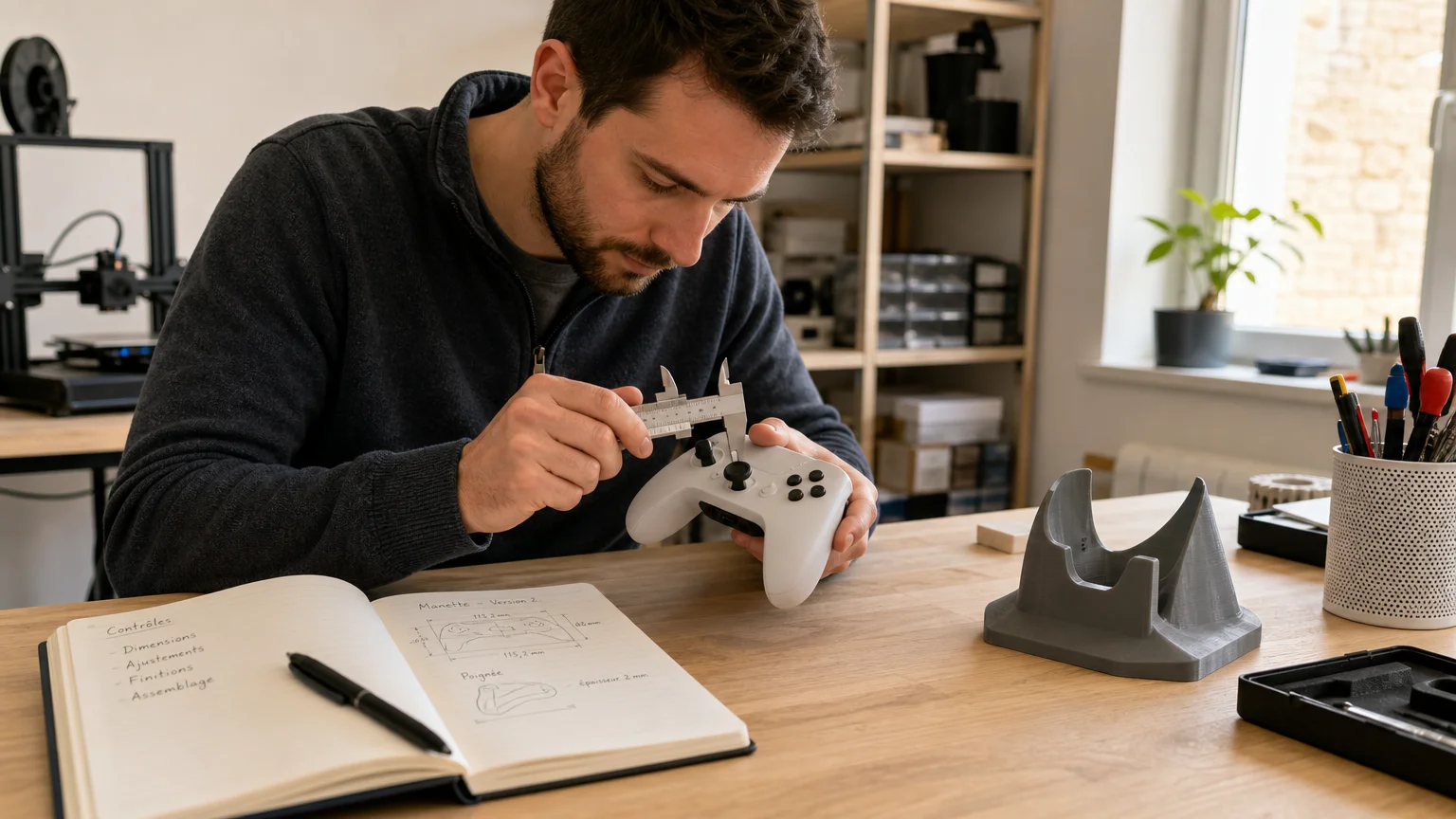 Mesure d’une manette pour concevoir un support imprimé en 3D