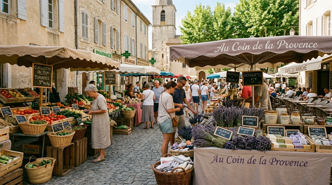 Marché provençal du dimanche matin à Coustellet dans le Luberon