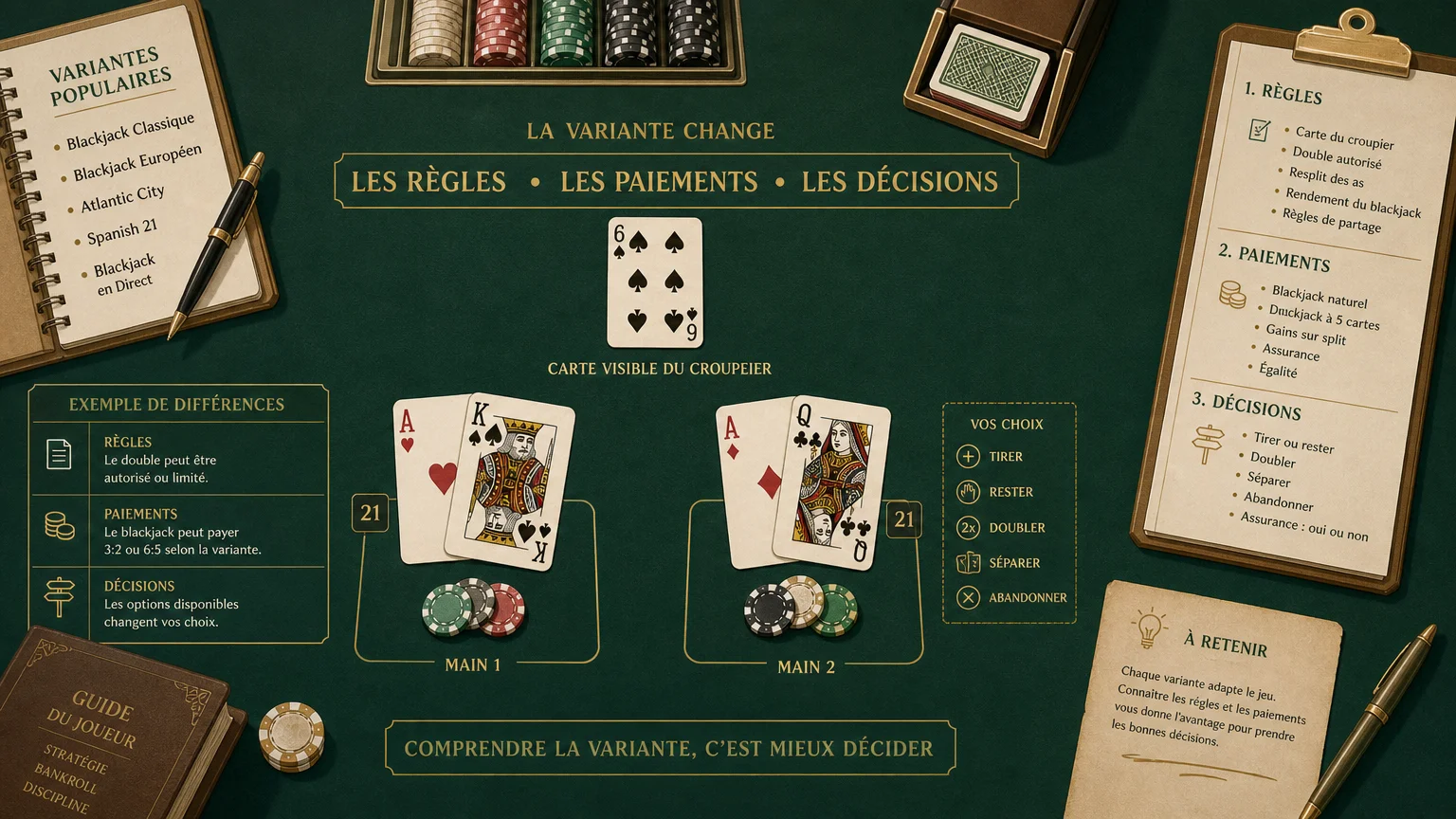 Top 5 variantes du blackjack à connaître et comparer