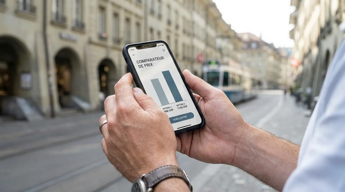 Comparaison de primes d'assurance maladie sur smartphone en Suisse