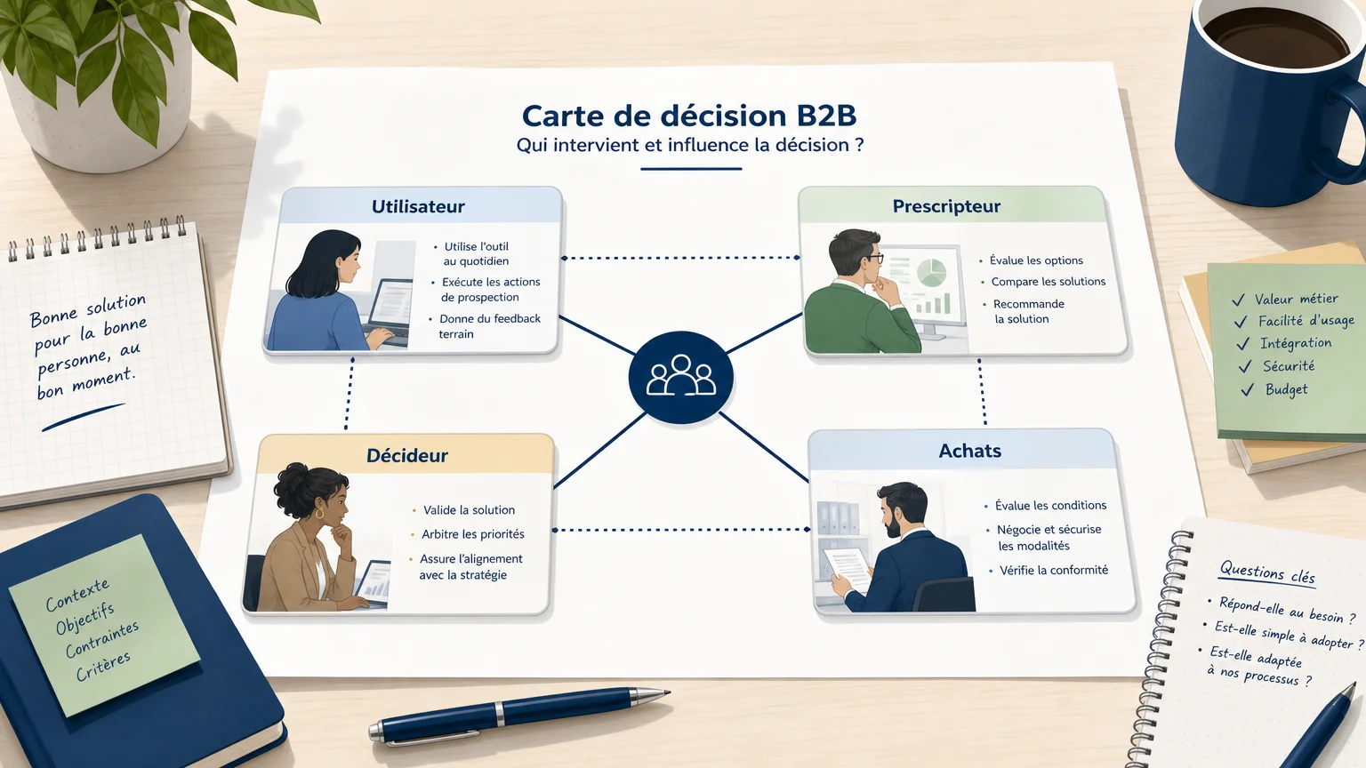 Übersicht der bei einer B2B-Entscheidung zu identifizierenden Ansprechpartner