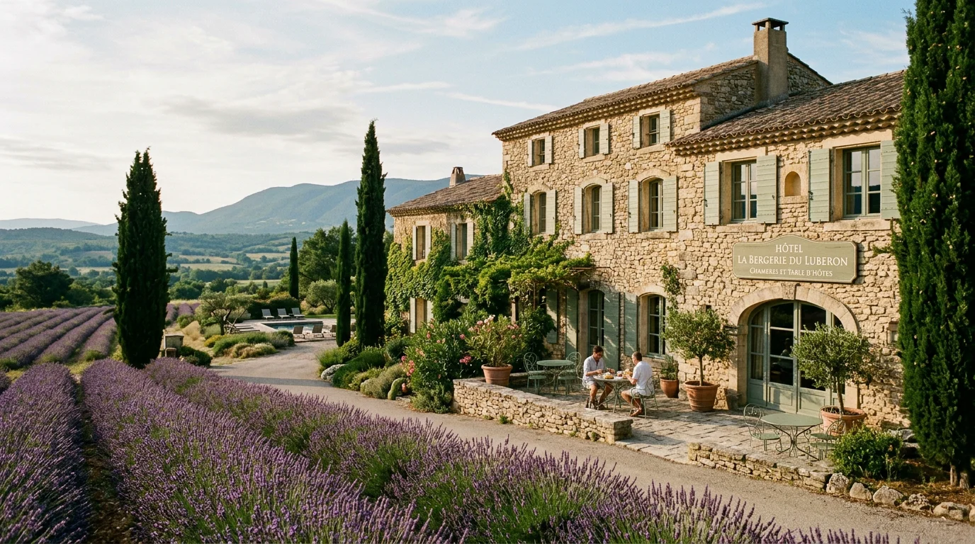 Mas provençal en pierre transformé en hôtel de charme au cœur du Luberon
