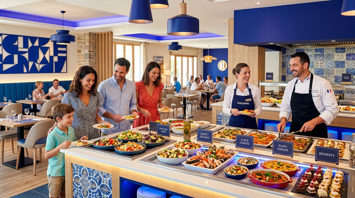 Buffet à volonté dans un club de vacances tout compris