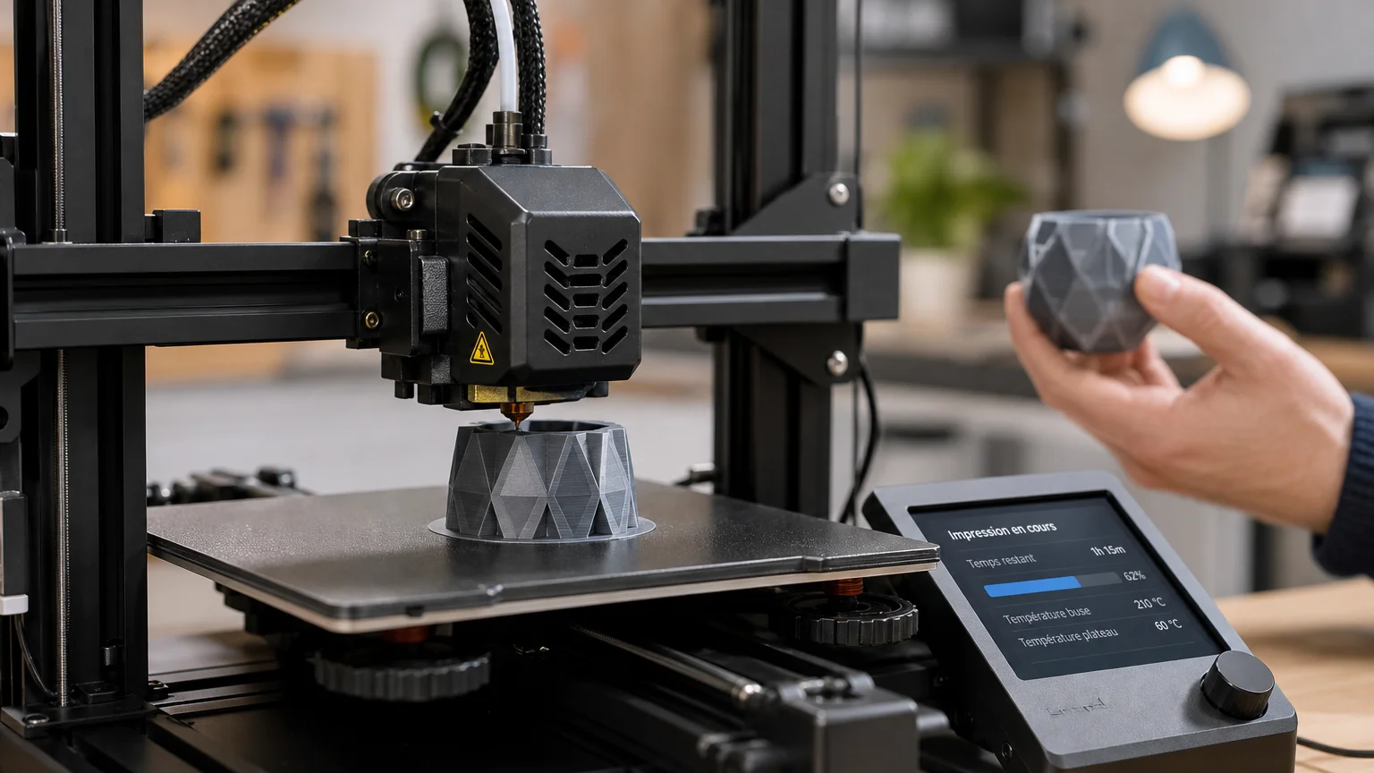 Imprimante 3D FDM fabriquant une pièce couche par couche