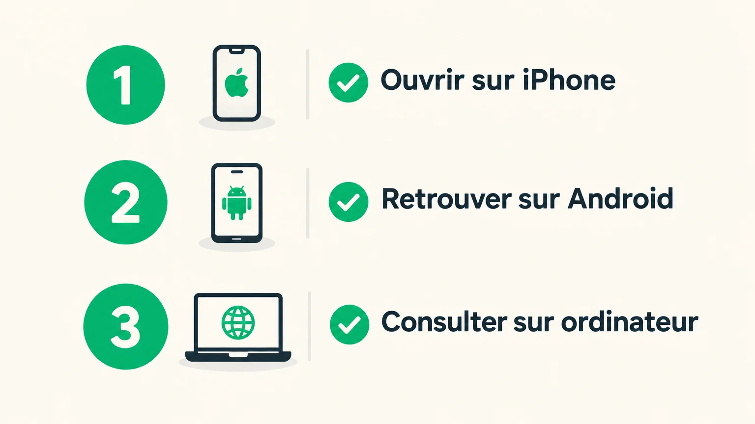 Checklist pour vérifier l’accès aux recettes sur téléphone et ordinateur
