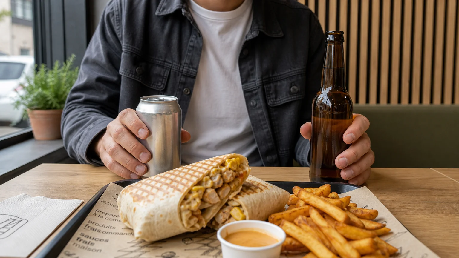 Choix entre une canette et une bouteille de boisson de 33 cl avec un repas