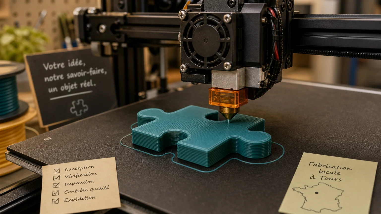 Imprimante 3D fabriquant une pièce de casse-tête