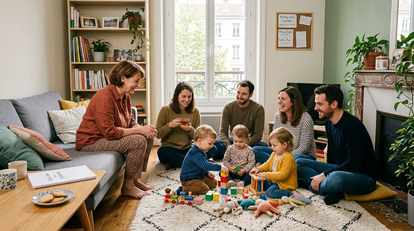 Deux familles organisant une garde partagée avec une assistante maternelle