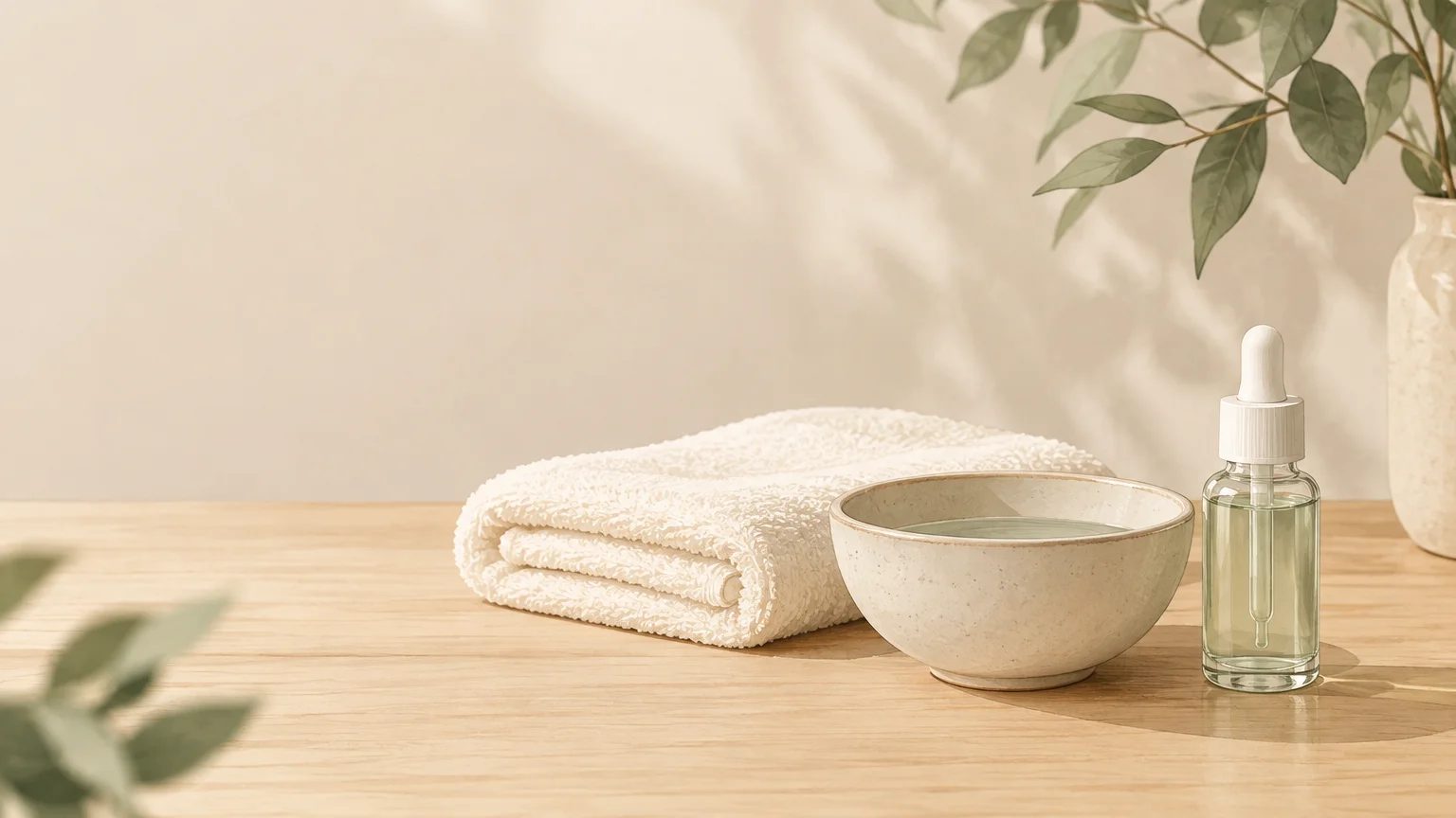 Objets neutres préparés pour un soin facial japonais