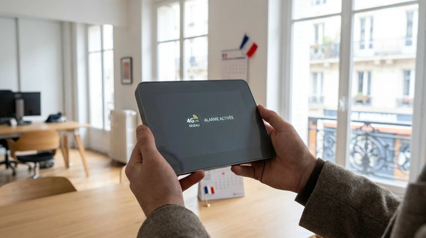 Panneau de commande d'alarme sans fil compatible 4G tenu en main